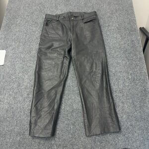 Xelement Pants Mens 38 Black Leather Heavyweight Biker Moto Riding Style